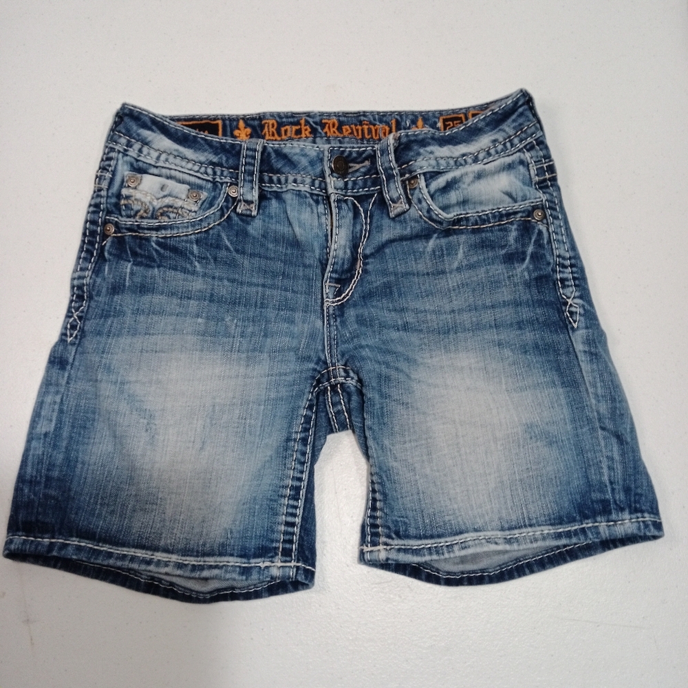 Rock Revival Women's Julee Distressed Shorts in Size 25 Sawtooth Pockets